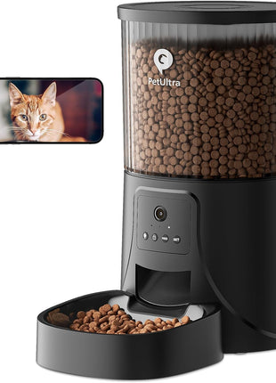 Automatic Cat Feeder with Camera, 5Ghz WiFi APP Control | Auto Pet Feeder for Cats and Small Dog Indoor- Easy to Set and Clean, Dual Power, 1-6 Meals/Day, Timed Precise Feeding