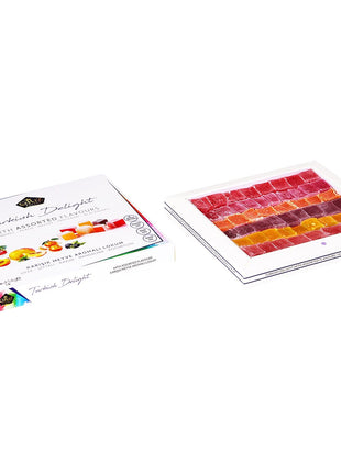 Cerez Pazari Turkish Delight Candy With Assorted Flavors 16 oz, Gourmet Snacks Gift Box, No Nuts Sweet Traditional Confectionery Vegan Candy Dessert Lokum Loukoumi Approx.33-38 pcs