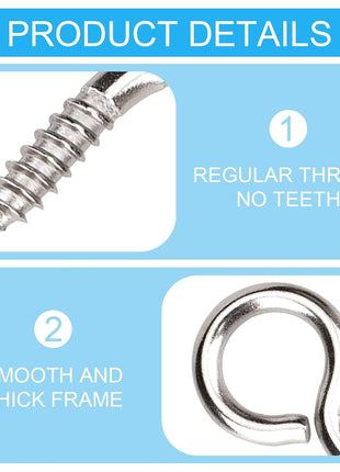 Aovchei Eye Screws, 50Pcs 1 inches 304 Heavy Duty Stainless Steel Screw Hooks, Self Tapping Eye Bolts, Indoor & Outdoor for Hanging Artwork