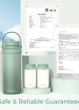 Momcozy 22oz Portable Breastmilk Cooler for 24H Outdoor, Newborn Essentials | 24 Hours & 360° Surrounded Cooling, 2 Extra Baby Bottles for Better Storage, Life Saver for Working Mom, Hassle-Free Cleaning