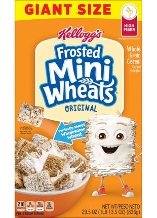 Kellogg's Frosted Mini-Wheats Original Giant Size Breakfast Cereal 29.5 oz | High Fiber, 48g Whole Grain