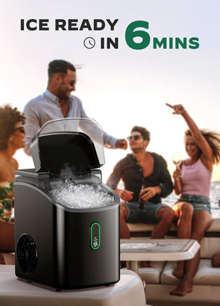 Silonn Nugget Ice Maker Countertop, Pebble Ice Maker with Soft Chewable Ice, One-Click Operation Ice Machine with Self-Cleaning, 33lbs/24H for Home,Kitchen,Office