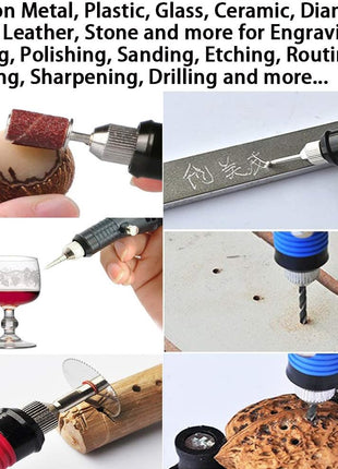 108 Pcs Engraving Tool Kit, Multi-Functional Electric Corded Micro Engraver Etching Pen DIY Rotary Tool for Jewelry Glass Wood Metal Plastic with Scriber, 82 Accessories and 24 Stencils - Black