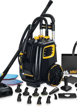 McCulloch MC1385 Deluxe Canister Steam Cleaner, 2-Hour Runtime, Chemical-Free, 23 Accessories: Mop Head, Brushes & More - Built for Home, Tile, Carpet, Furniture, & Personal Car Detailing