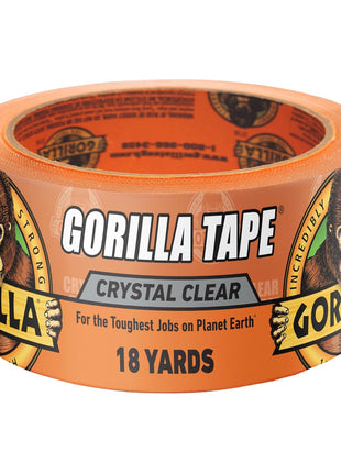 Gorilla Crystal Clear Tape, 1.88" x 18 yd, 1-Pack, Weather Resistant | Indoor & Outdoor Projects & Repairs, Waterproof, UV & Temperature Resistant, Grips Uneven Surfaces