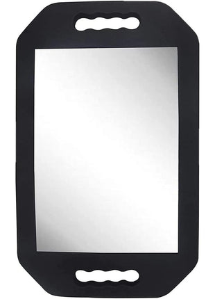 HREW Handle Mirror Large Rectangular Hand Held Mirror with Double Handle - Lightweight Hair Salon Equipment Hairstylist and Barber Accessories (1Pcs Rectangle)