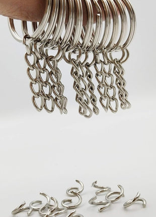 Key Ring with Chain and Open Jump Rings 1 inch, 50 Pack