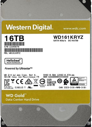 Western Digital 16TB WD Gold Enterprise Class Internal Hard Drive - 7200 RPM Class, SATA 6 Gb/s, 512 MB Cache, 3.5 inch - WD161KRYZ