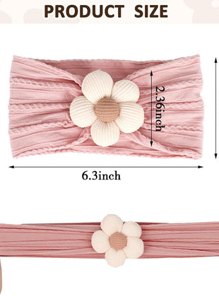 MIUXUESO 3 Pcs Baby Flower Headbands Baby Girls Nylon Headband Soft Hairbands Hair Accessories for Newborn Infant Toddler Kids (Beige Pink Khaki)