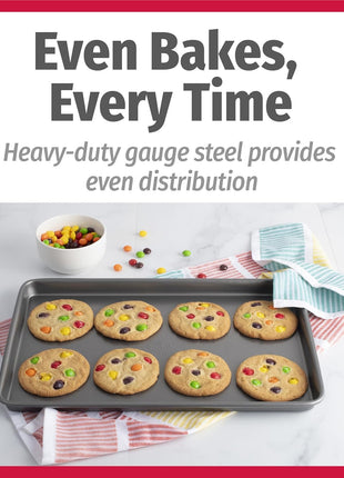 GoodCook Everyday Nonstick Baking Sheet Set, 3 Pack Includes Small (13×9) Medium (15×1) and Large (17×11) Pans Carbon Steel Construction Cookie Sheets Bakeware Set, Gray