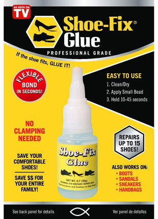 Shoe-Fix Glue Professional Grade Repair Adhesive for All Footwear Instant Bond, Clear Drying, Flexible, & Durable for Heels, Sandals, Boots, Athletic Shoes, & More (20g Tube)