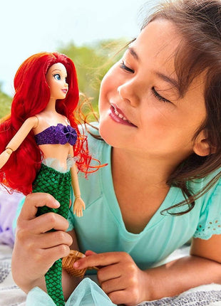 Disney Store Official Princess Classic Doll (Ariel from The Little Mermaid), 11 Inches, Includes Brush with Molded Details, Fully Posable Toy in Classic Outfit - Disney Princess Toys