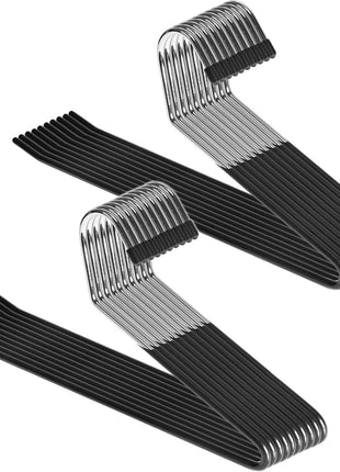 Zober Pants Hangers Non Slip - 20 Pack Open Ended Pants and Jean Hangers for Closet - Space Saving Clothes Hanger - Strong, Durable, Metal Pant Hangers (Black)