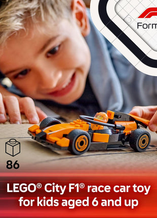 LEGO City F1 Driver with McLaren Race Car Toy - Model Car Building Toy Kit for Kids, Boys and Girls, Ages 6+ - F1 Collectible for Fans - with a Driver Minifigure - Gift Idea for Birthdays - 60442