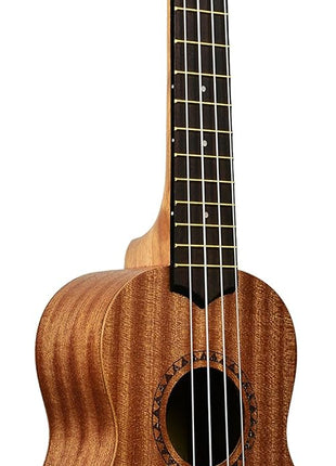 Official Kala Learn to Play Ukulele Soprano Starter Kit, Satin Mahogany – Includes online lessons, tuner app, and booklet (KALA-LTP-S) | Soprano Satin Mahogany Ukulele, Aquila Strings, Graphtech Nubone Nut and Saddle, With Clip-on Tuner
