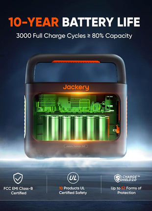 Jackery Explorer 240 v2 Portable Power Station, 256Wh LiFePO4 Battery with 300W AC/100W USB-C Output, 1Hr Fast Charging, Versatile Scenarios-Outdoor/Camping/RV/Travel/Emergency Backup