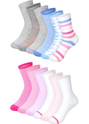 Hanes Girls' Socks, Fashion Patterned Soft Socks, No Show, Ankle, and Crew, 12-pair Packs