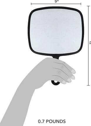 ForPro Extra Large Hand Mirror with Handle, 9Wx12L in, Black | Extra Large Multi-Purpose Handheld Mirror with Distortion-Free Reflection