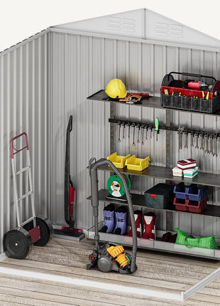 DWVO 6x4ft Outdoor Storage Shed, Weatherproof Tool Shed w/Locking Entry & Ventilation for Grass Cutter, Bike, Equipment, Courtyard, Garden (Dark Gray)
