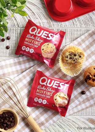 Quest Nutrition Chocolate Chip Muffin, 10g Protein, 2g Net Carb, 8 Count | Less Than 1g Sugar, 10g Fiber, Protein Snack, High Quality Protein, 8ct Box of Individually Wrapped 2.01oz Muffins