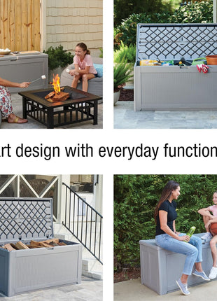 Rubbermaid Extra Large Resin Outdoor Storage Deck Box (134 Gal), Weather Resistant, Gray, Deck Organization for Home/Backyard/Pool Chemicals/Toys/Garden Tools/Porch/Patio Cushions