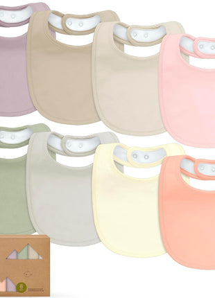 8-Pack Organic Baby Bibs for Boys, Girls - Soft Cotton Drooling and Teething Bibs for Baby Girl & Boy, Extra Absorbent, Easy To Clean & Put On for Toddler, Newborn, Infant 0-24 Months (Sweet Charm)