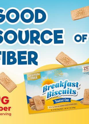 ChocZero Toasted Oat Breakfast Biscuits – No Added Sugar, Keto & Gluten Free High Fiber Snack Cookies, 30 Per Box (9 oz)