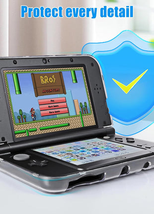 New 3DS XL Case - Ultra Clear Crystal Transparent Hard Shell Protective Case Cover Skin for New 2015 Nintendo 3DS XL LL - [New Modified Hinge-less Design]