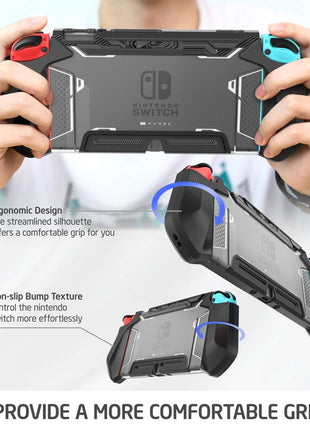 Mumba Dockable Case Compatible for Nintendo Switch (2017 Release), [Blade Series] TPU Grip Protective Cover Case with Ergonomic Design and Comfort Grip,Original Switch Case Accessories (Black)