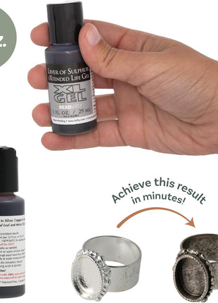 The Beadsmith XL Gel, Liver of Sulfur Extended Life Gel, 1 Fluid Ounce (29ml) Bottle, Apply a Patina Finish to Silver, Copper, and Other Metal for Oxidized Look on Art and Jewelry Projects