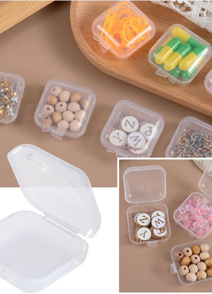 BEIQIYA 6pcs Clear Plastic Ear Plug Cases, 1.8cm Thicken Mini Jewelry Storage Cases, Small Portable Square Bead Storage Box Organizer for Earplugs Necklaces Handicrafts
