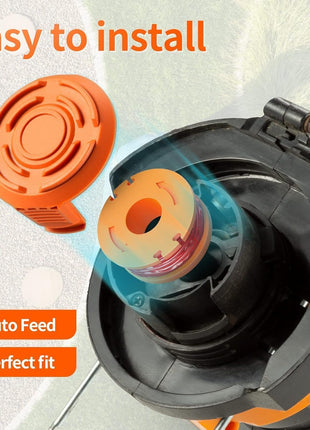 15 Pack (WA0010)Replacement Trimmer Line Spool Compatible with Worx Weed Eater, 0.065 inch Trimmer Line Refills for Worx Trimmer,Weed Wacker String Replacement Parts(12 Trimmer Spools,3 Trimmer Caps)