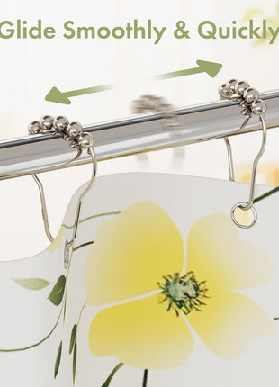 Amazer Shower Curtain Hooks, Decorative Rust Proof Stainless Steel Shower Curtain Hooks for Bathroom Shower Rods Set of 12, Polished Nickel