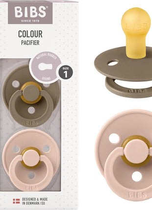 BIBS Pacifiers Colour Collection | Natural Rubber Baby Pacifier | Set of 2 BPA-Free Soothers | Made in Denmark | 0+ Months (Pack of 2) | Dusty Blue/Steel Blue