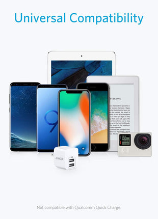 Anker 2-Pack Dual Port 12W USB A Charger Block with Foldable Plug, Charging Box Brick, Cube for iPhone 16 15 14 13 12 Pro Max, Galaxy S22 S21 Note 20