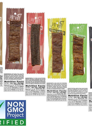 Primal Spirit Vegan Jerky - Most Popular Flavors Pack, 10 g. Plant Based Protein, ( inchThe Classics inch 3 Teriyaki, 3 Hickory Smoked, 3 Texas BBQ, 1 Thai Peanut, 1 Hot & Spicy, 1 Mesquite Lime, 12-Pack, 1 o
