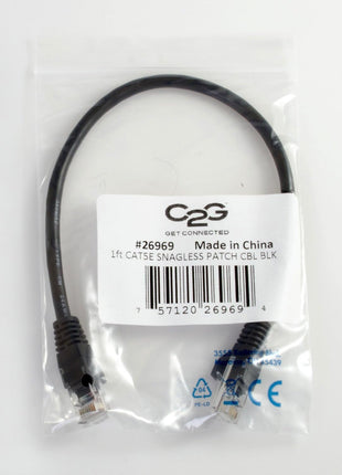 C2G/Cables to Go 15180 Cat5e Snagless Unshielded (UTP) Network Patch Cable, Black (3 Feet)