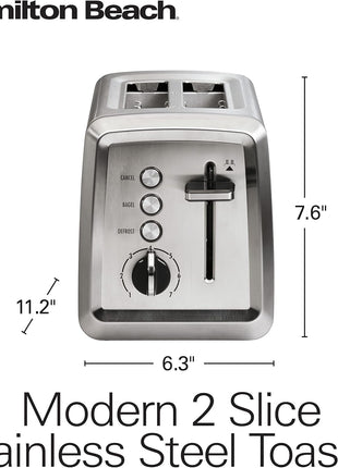 Hamilton Beach 2 Slice Toaster with Extra Wide Slots, Bagel Setting, Toast Boost, Slide Out Crumb Tray, Auto Shutoff & Cancel Button, Defrost Function, Stainless Steel (22794)