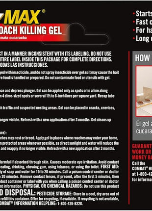 Combat Max Roach Killing Gel for Indoor and Outdoor Use, 1 Syringe, 2.1 Ounce (Pack of 1)