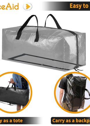 SpaceAid Heavy Duty Moving Bags 8 Pack, Large Storage Totes Bins with Backpack Straps, Strong Handles & Zippers, Packing Moving Boxes Supplies, College Dorm Room Essentials, Black