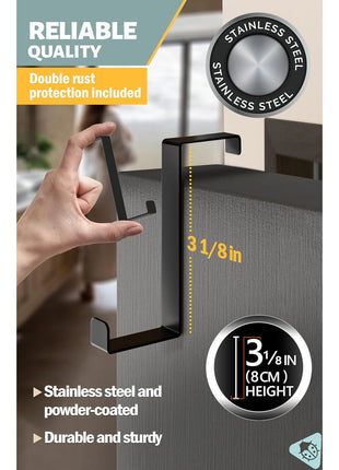Menz Over The Door Hooks 10 Pack, 2-Sided Fits 1 3/8 inch & 1 3/4 inch Door, Bathroom Towel Hook with Anti-Scratch Pads, and Non-Slip Dots, L 3 inch Wreath Hanger Thin Overdoor Organizer Dorm Travel Essentials