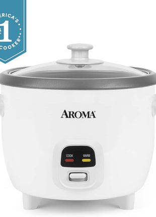 AROMA Rice Cooker, 3-Cup (Uncooked) / 6-Cup (Cooked), Small Rice Cooker, Oatmeal Cooker, Soup Maker, Auto Keep Warm, 1.5 Qt, White, ARC-393NG