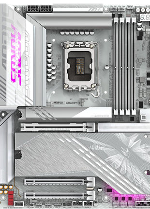 GIGABYTE Z890 AORUS Elite X ICE Intel Core Ultra (Series 2) LGA 1851 Motherboard, ATX, DDR5, 5X M.2, PCIe 5.0, Thunderbolt 4, WIFI7, 2.5GbE LAN, EZ-Latch