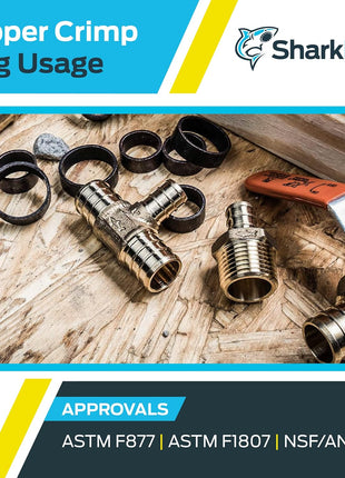 SharkBite 3/4 Inch Copper Crimp Rings, Pack of 25, PEX Pipe, PE-RT, 23103CP25