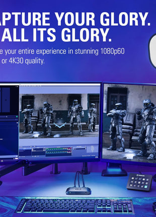 Elgato HD60 X - Stream and Record in 1080p60 HDR10 or 4K30 with Ultra-low Latency on PS5|Pro, PS4|Pro, Xbox Series X/S, Xbox One X|S, Nintendo Switch 2, in OBS and More, Works with PC and Mac