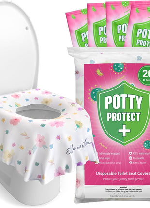 Eli with Love 20 Pack Extra Large Disposable Toilet Seat Cover (Floral) – Toddler Toilet Covers for Full Coverage On Toilet or Potty – Ideal Travel Toilet Seat Covers for Kids and Adults