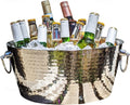 BREKx Hammered Stainless Steel Beverage Tub, Double Walled Insulated Anchored Drink Tub & Ice Bucket with Double Hinged Handles, Drink Chiller for Parties, 12 Quarts