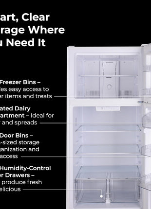 Kenmore 46-62312 30" Top Mount Refrigerator with Freezer - Adjustable Shelving, Humidity-Controlled Crispers, Optional Ice Maker, LED Lighting, ENERGY STAR Certified, 18.2 cu. ft. Capacity - White