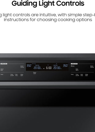 SAMSUNG 30" Smart Double Wall Oven w/Steam Cook, Wi-Fi, Large Oven Capacity, NV51K6650DG/AA, Fingerprint Resistant Stainless Steel, Black