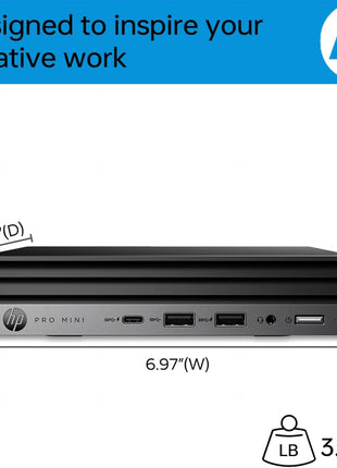 HP Pro 400 G9 Mini PC Desktop Computer, Intel CPU, 16GB DDR5 RAM, 256GB PCIe SSD, Triple 4K Display Support, USB-C, Ultra-Quiet Design, Bluetooth 5.2, WiFi 6, Keyboard and Mouse, Windows 11 Pro